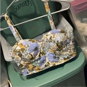 B.O.G. Collective | Band of the Free Floral Print Crop Top. Size Small